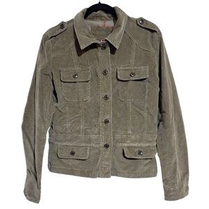JAG Jeans Olive Green Corduroy Jacket Womens M Epaulets